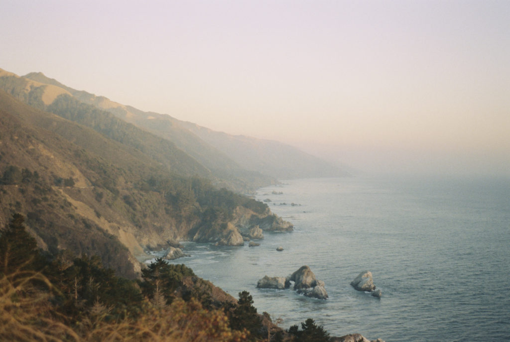 A cliff overlooking the ocean.